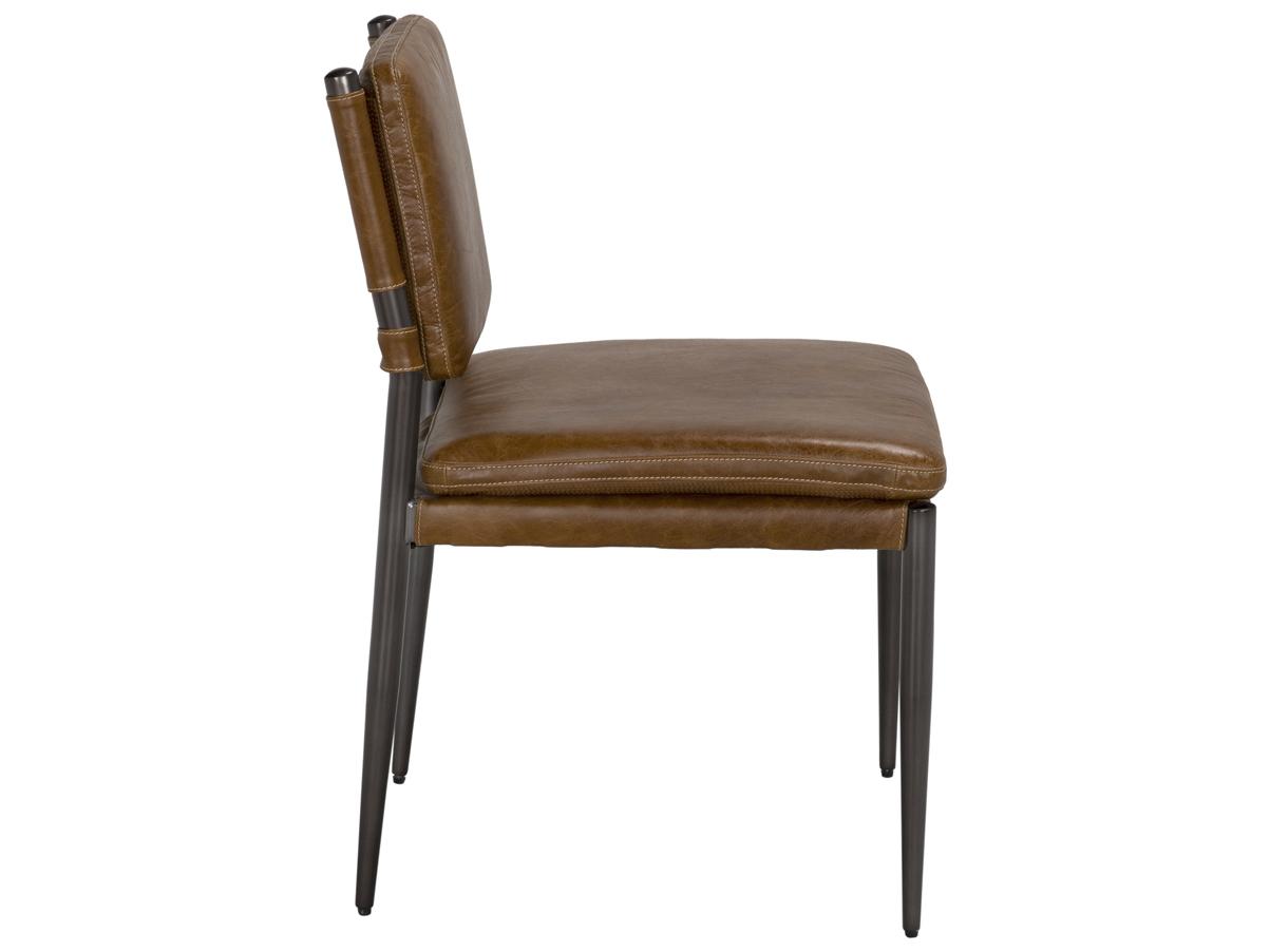 Noir Wooster Brown Leather Armless Dining Chair