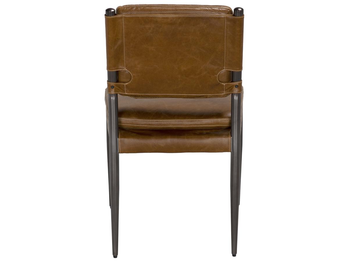 Noir Wooster Brown Leather Armless Dining Chair