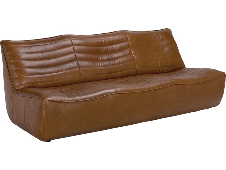 Noir Mcclain Roche Tan Brown Leather Sofa