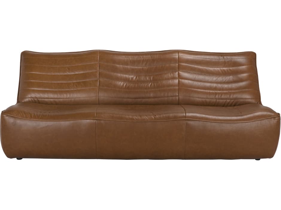 Noir Mcclain Roche Tan Brown Leather Sofa