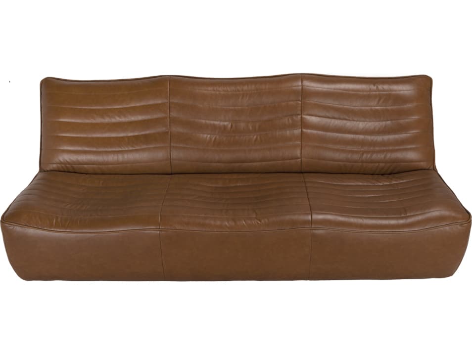 Noir Mcclain Roche Tan Brown Leather Sofa