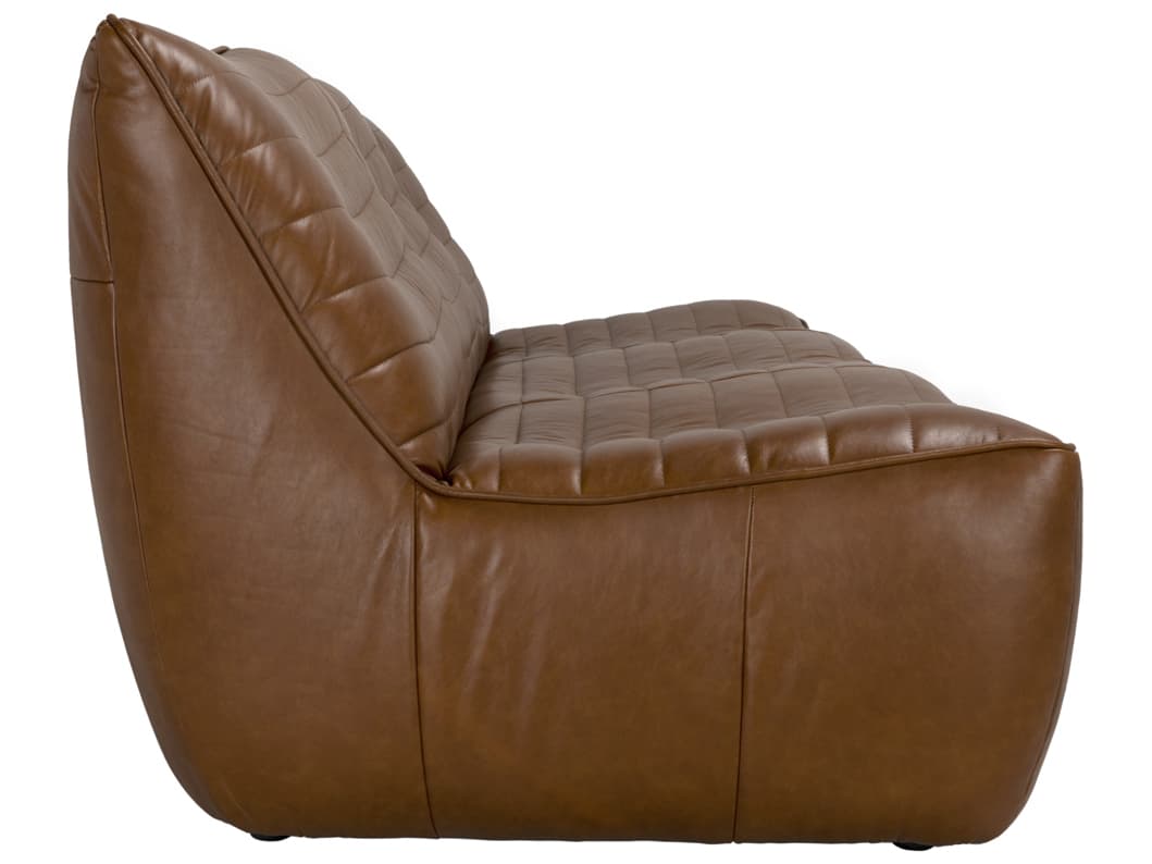 Noir Mcclain Roche Tan Brown Leather Sofa