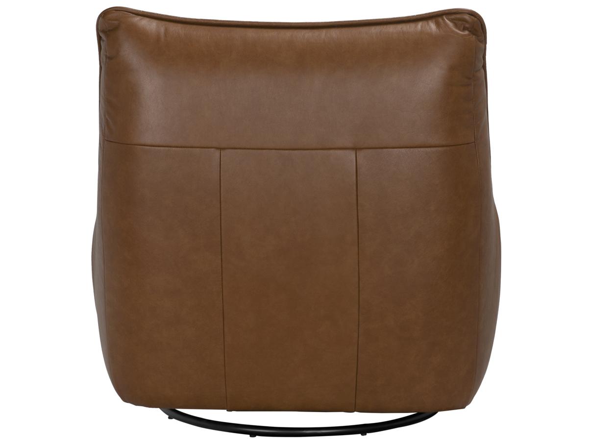 Noir Mcclain Swivel Brown Leather Accent Chair