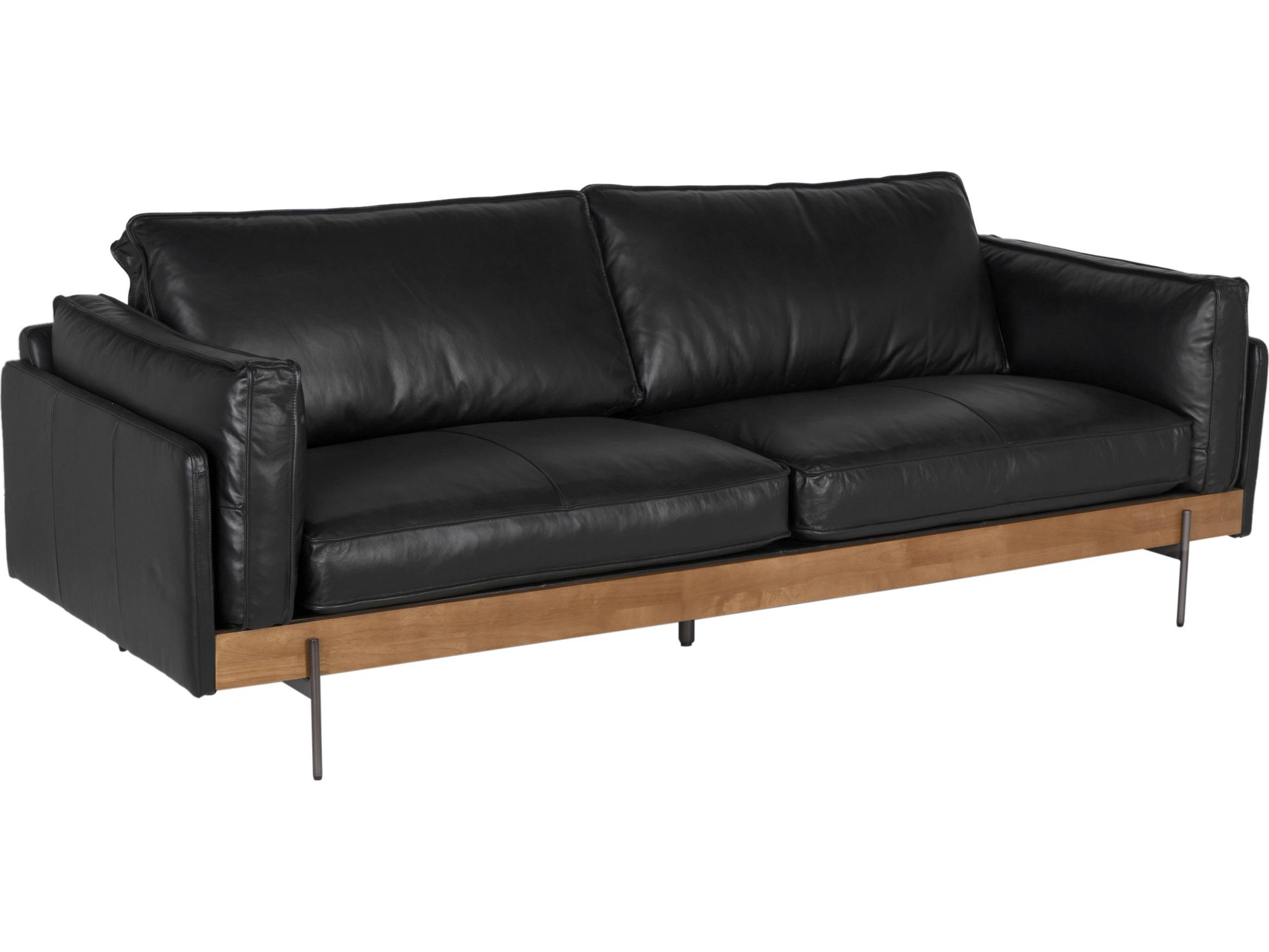 Noir Ray Black Leather Loveseat