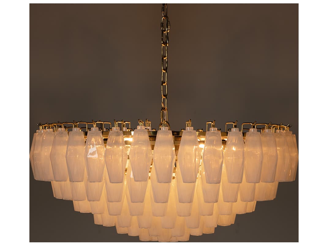 Noir Ludmilla 9-light Antique Brass White Tiered Chandelier