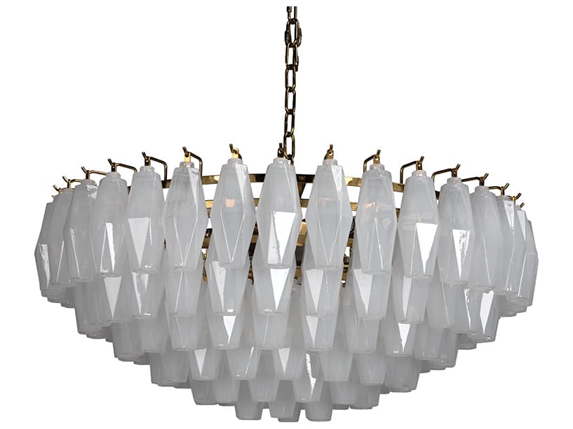 Noir Ludmilla 9-light Antique Brass White Tiered Chandelier
