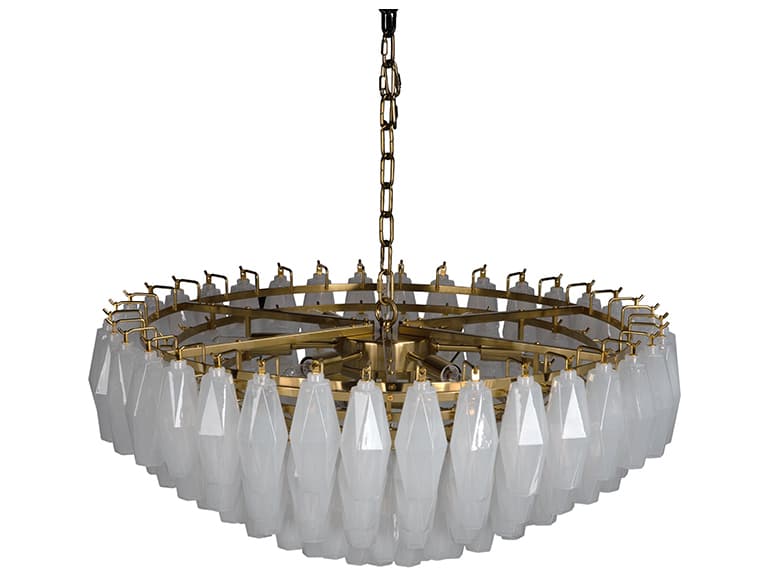 Noir Ludmilla 9-light Antique Brass White Tiered Chandelier
