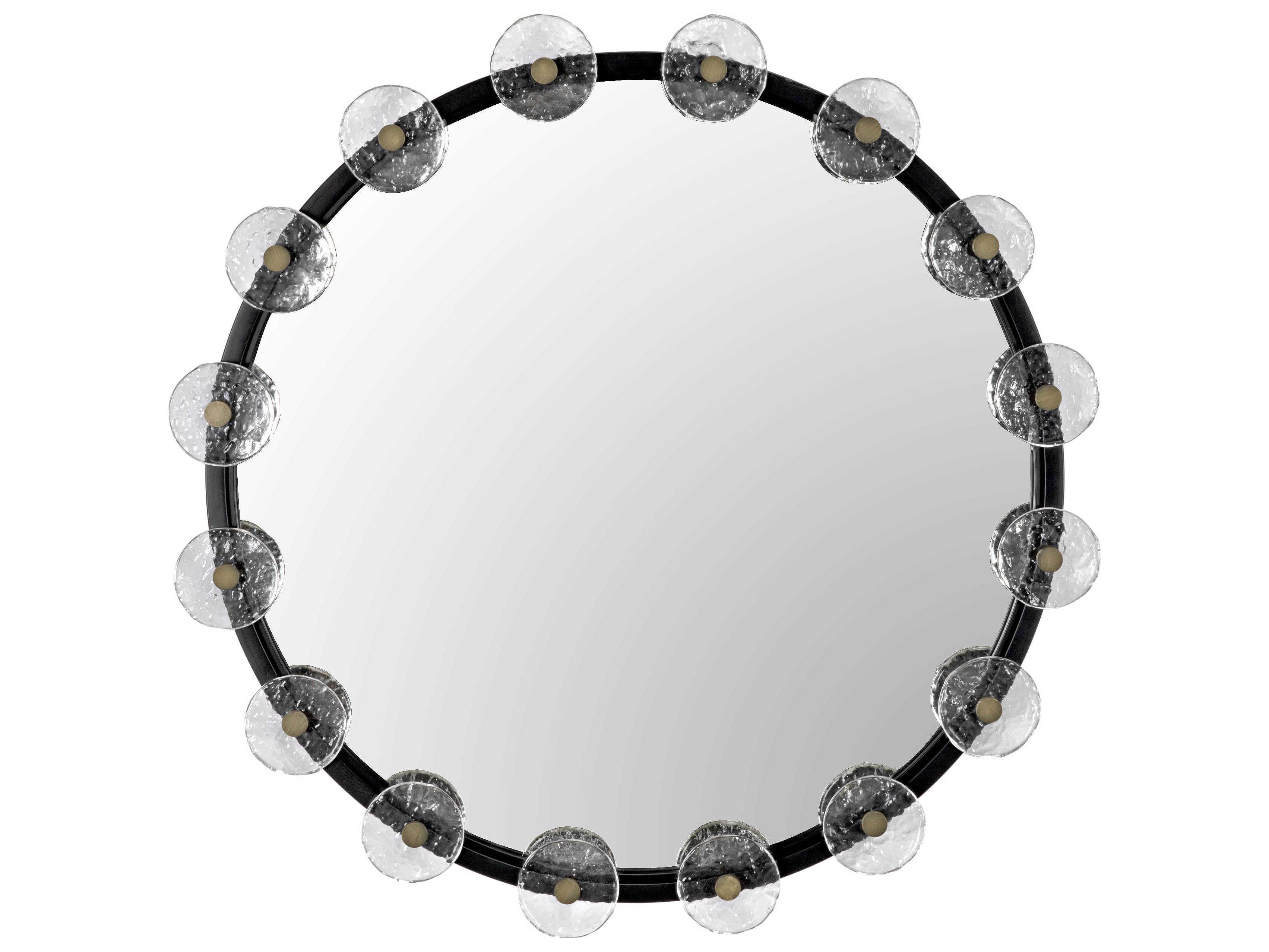 Noir Black Metal with Glass Round Wall Mirror