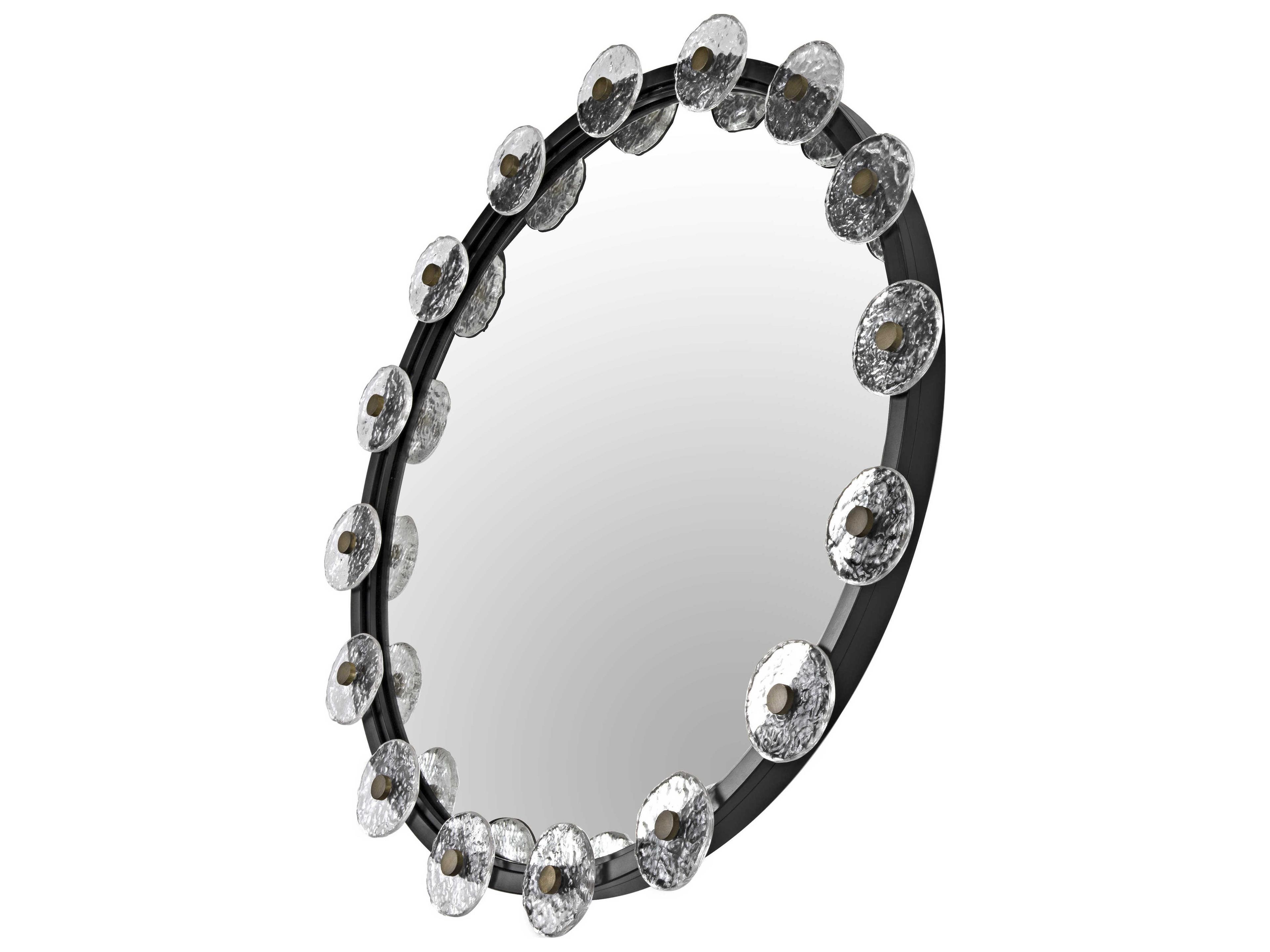 Noir Black Metal with Glass Round Wall Mirror