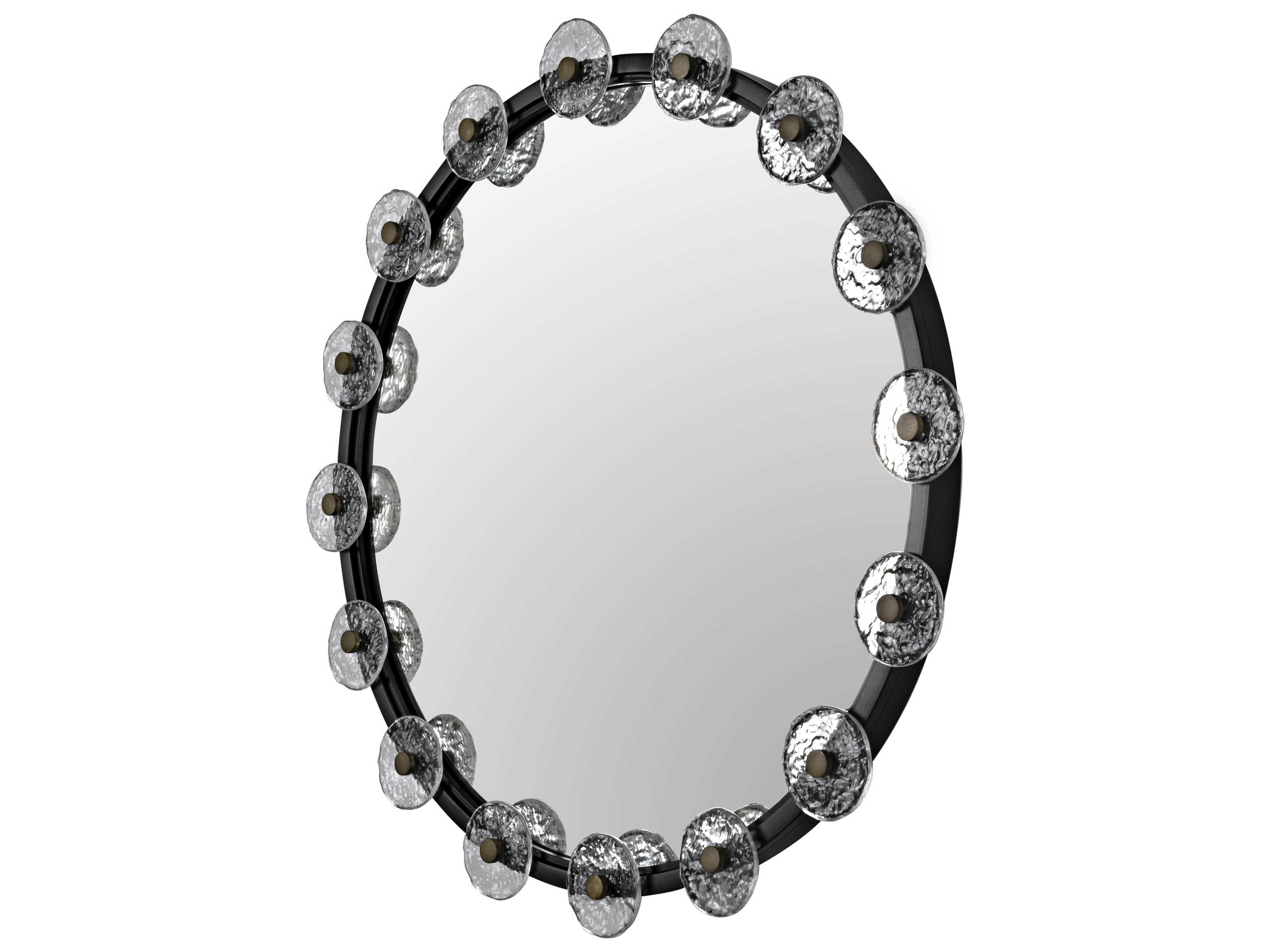 Noir Black Metal with Glass Round Wall Mirror