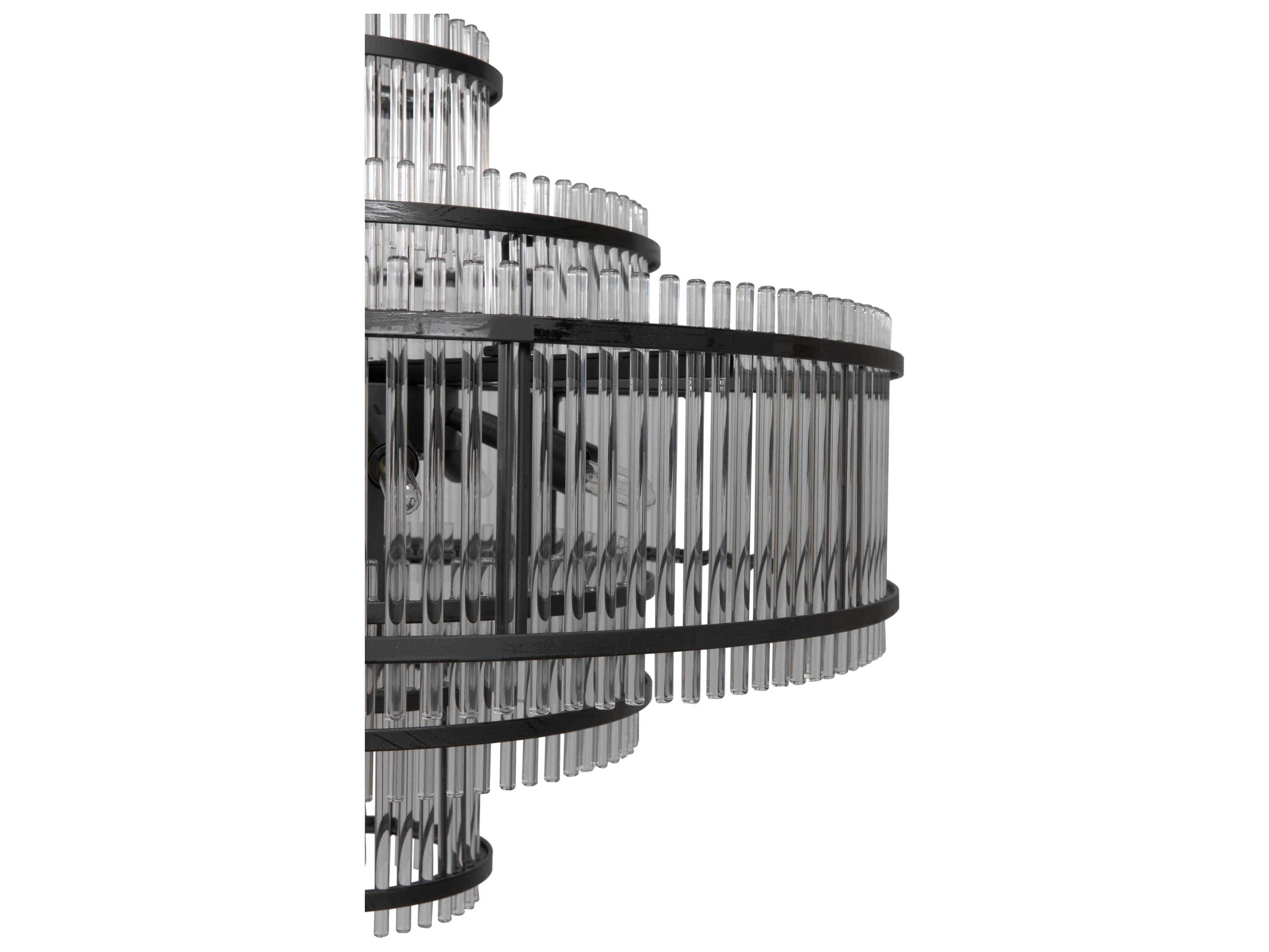 Noir 8-Light Matte Black Tiered Chandelier