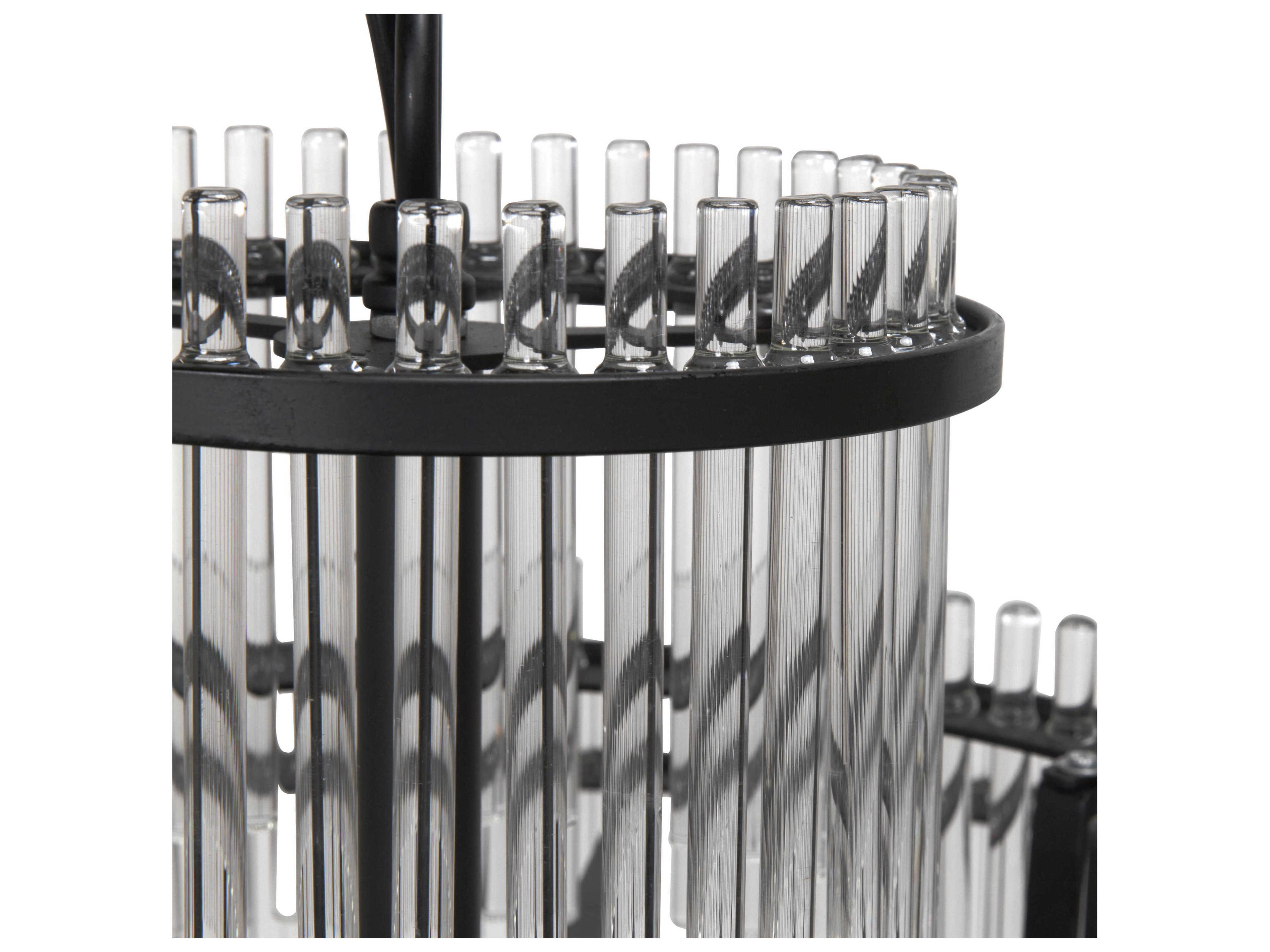 Noir 8-Light Matte Black Tiered Chandelier