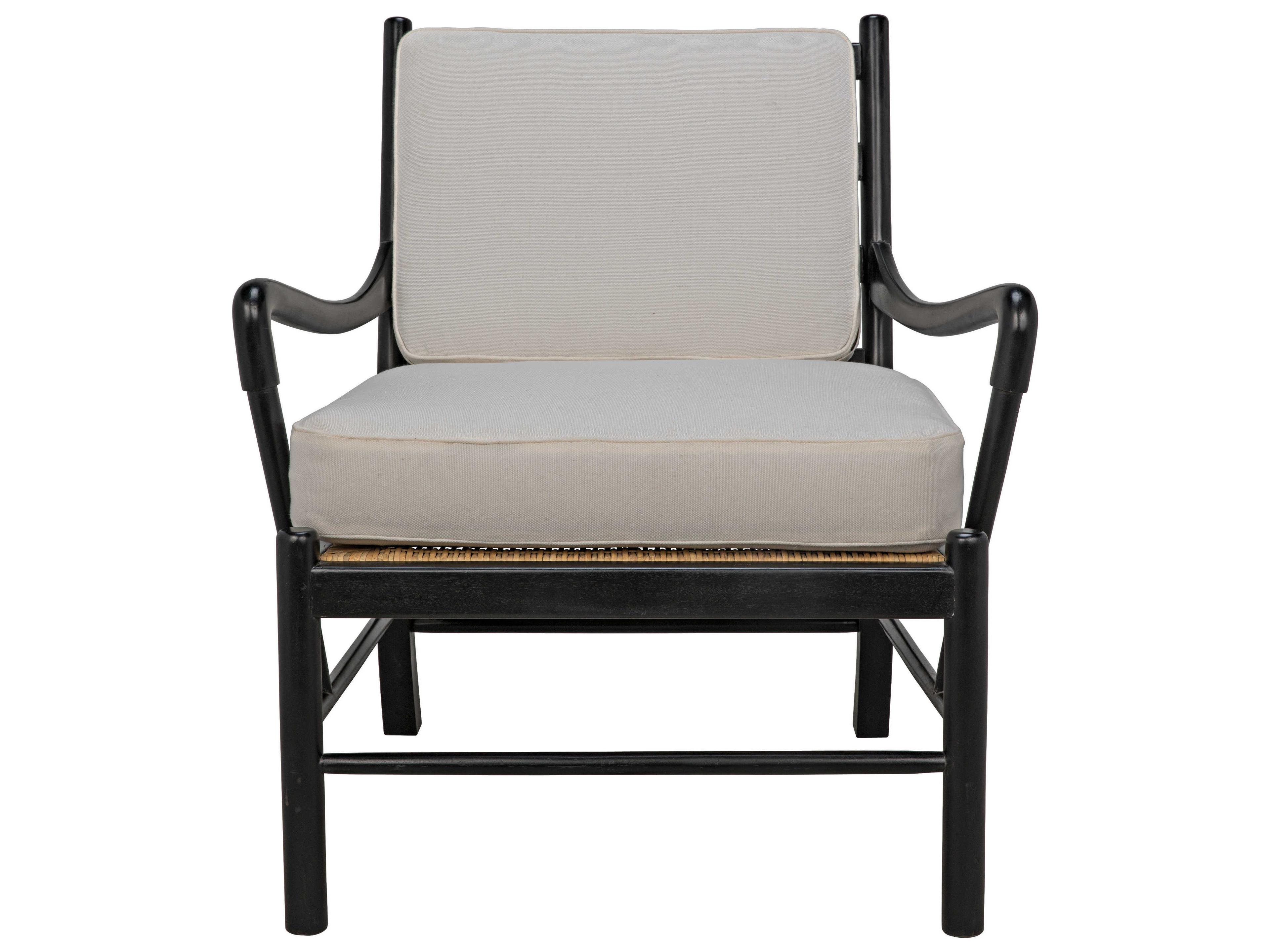 Noir Living Room White Fabric Accents Accent Chair