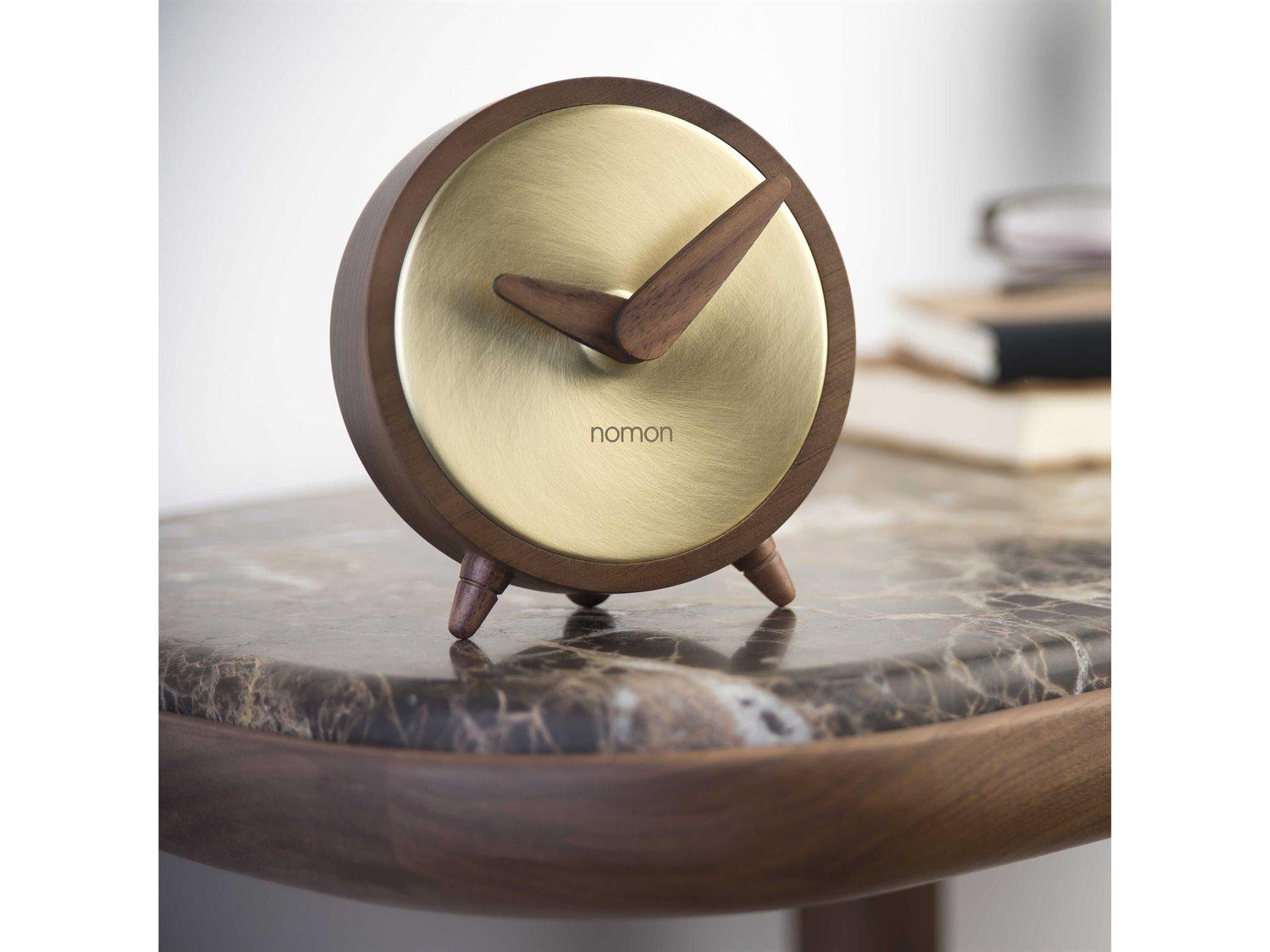 Nomon Atomo Gold Walnut Clock