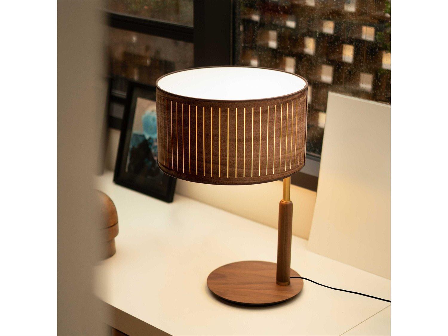 Nomon Autumn Brass Metal Natural Walnut Brown Table Lamp