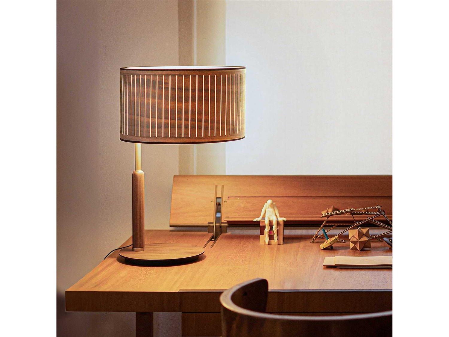 Nomon Autumn Brass Metal Natural Walnut Brown Table Lamp