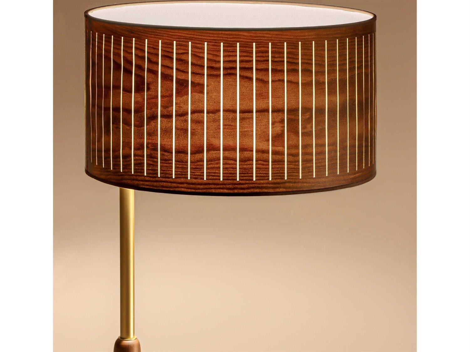 Nomon Autumn Brass Metal Natural Walnut Brown Floor Lamp