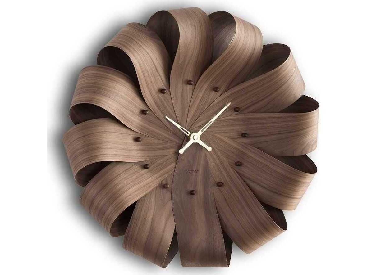 Nomon Brisa Walnut  Polished Brass Wall Clock