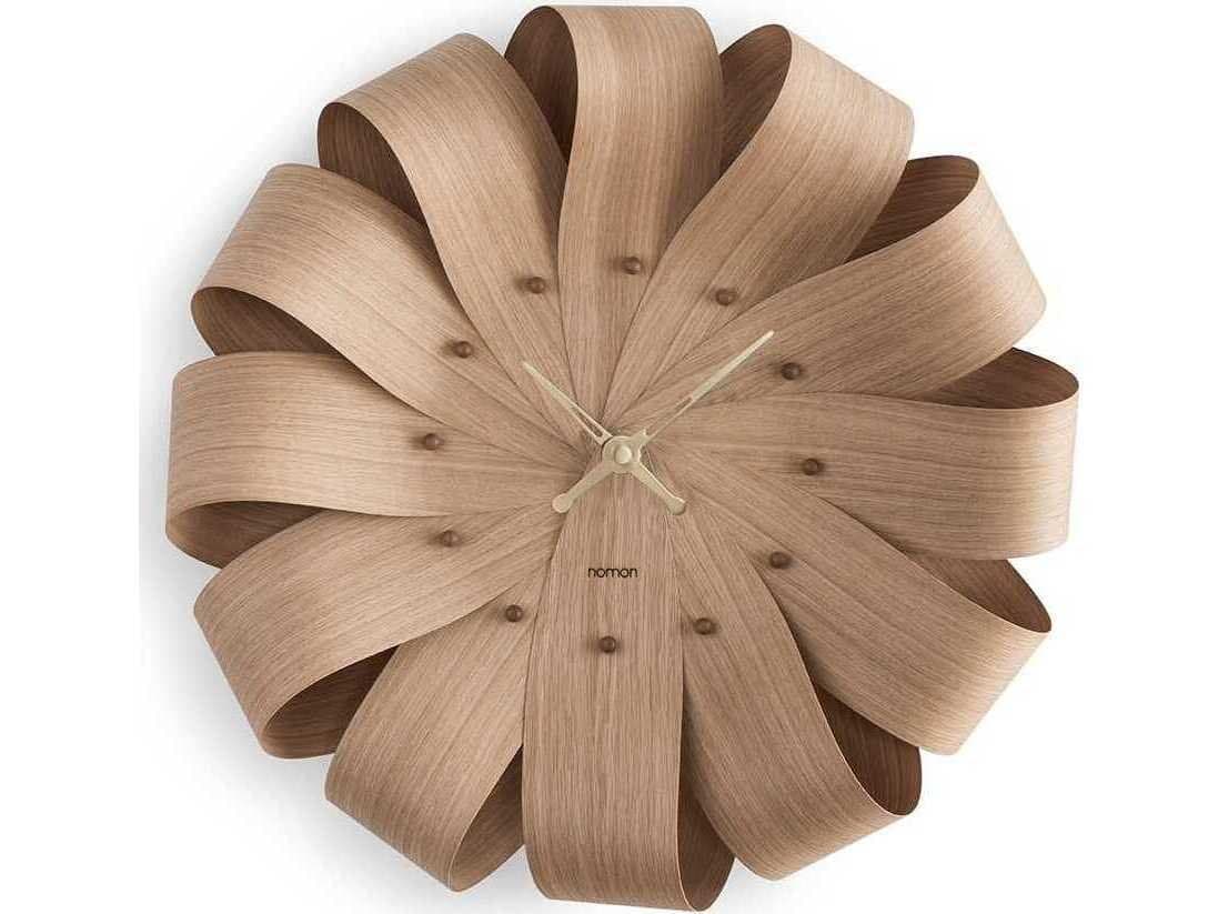 Nomon Brisa Oak  Polished Brass Wall Clock