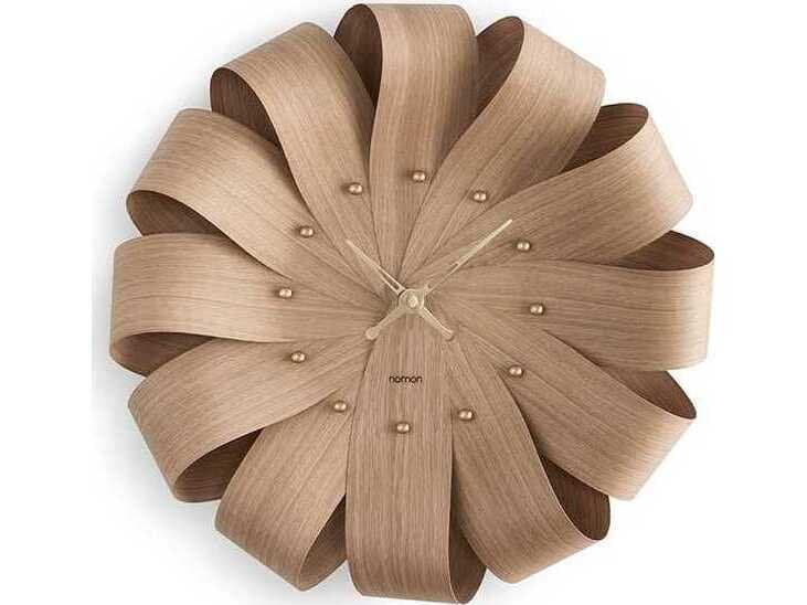 Nomon Brisa Oak  Polished Brass Wall Clock