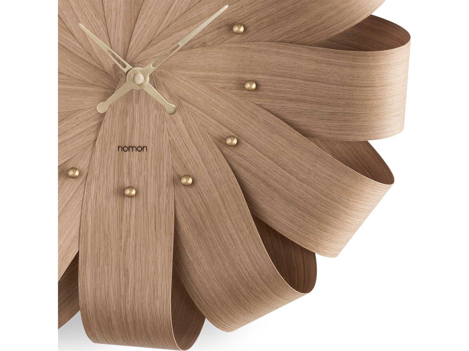 Nomon Brisa Oak  Polished Brass Wall Clock