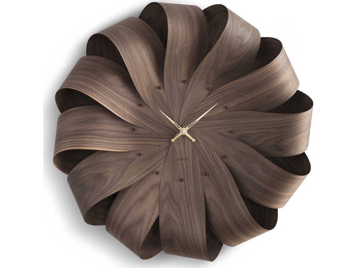 Nomon Brisa XL Walnut  Polished Brass Wall Clock