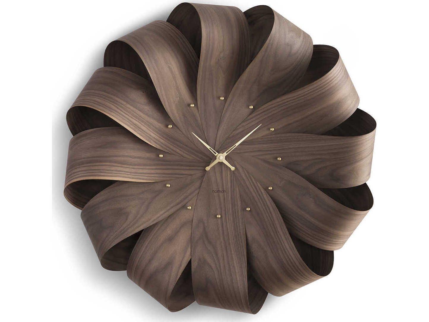 Nomon Brisa XL Walnut  Polished Brass Wall Clock