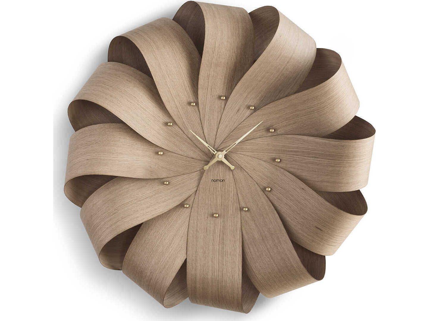 Nomon Brisa XL Oak  Polished Brass Wall Clock