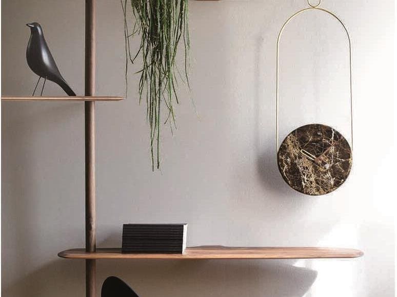 Nomon Colgante Brass Emperador Marble Wall Clock