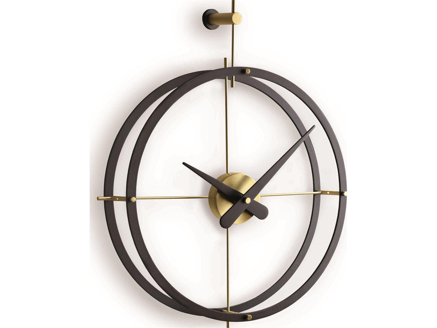 Nomon Dos Puntos Calabo Wood Brass Wall Clock