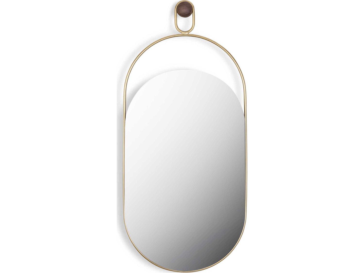 Nomon Espejo Walnut Gold Oval Wall Mirror