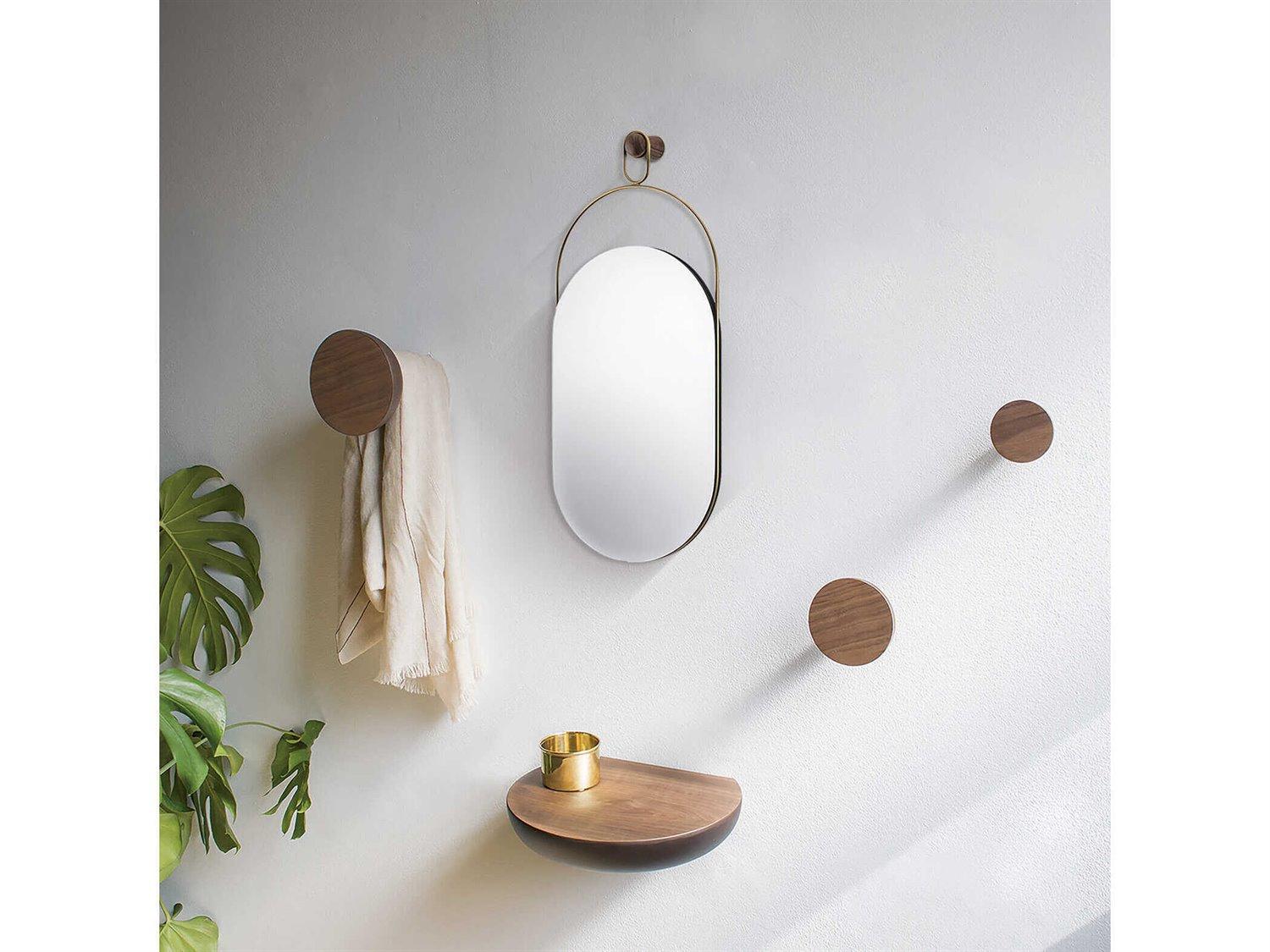 Nomon Espejo Walnut Gold Oval Wall Mirror