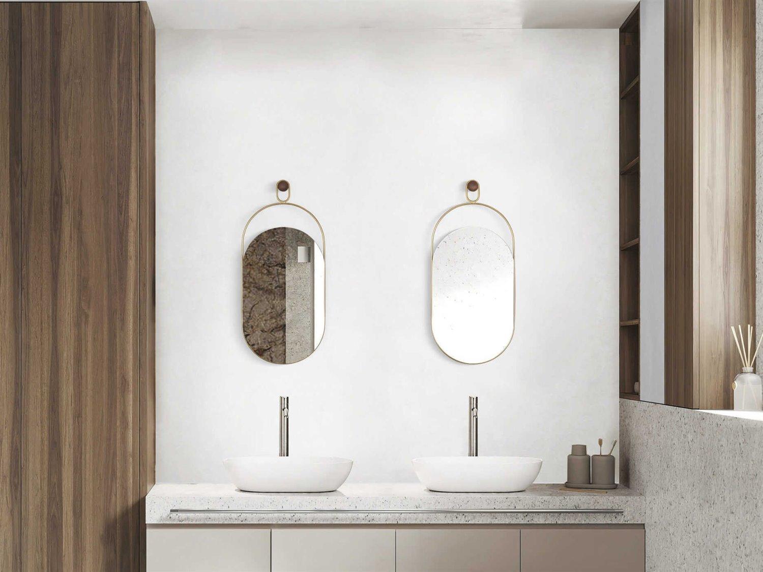 Nomon Espejo Walnut Gold Oval Wall Mirror