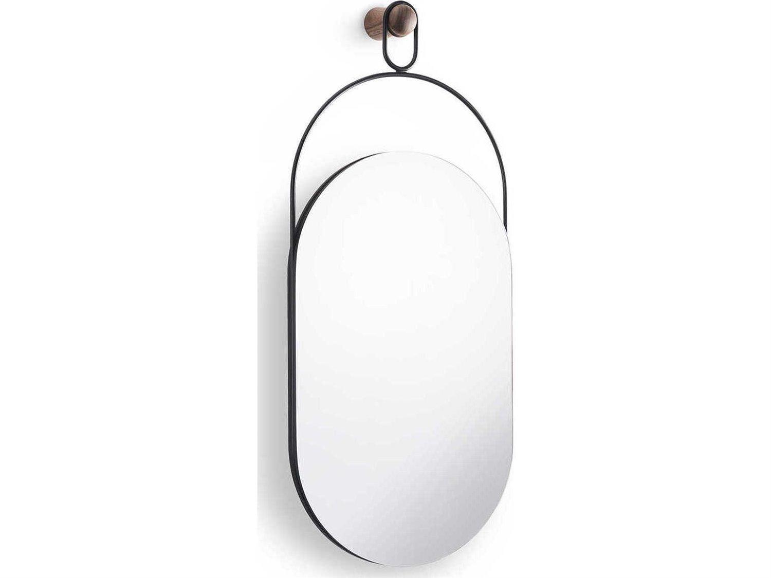 Nomon Espejo Walnut Black Oval Wall Mirror