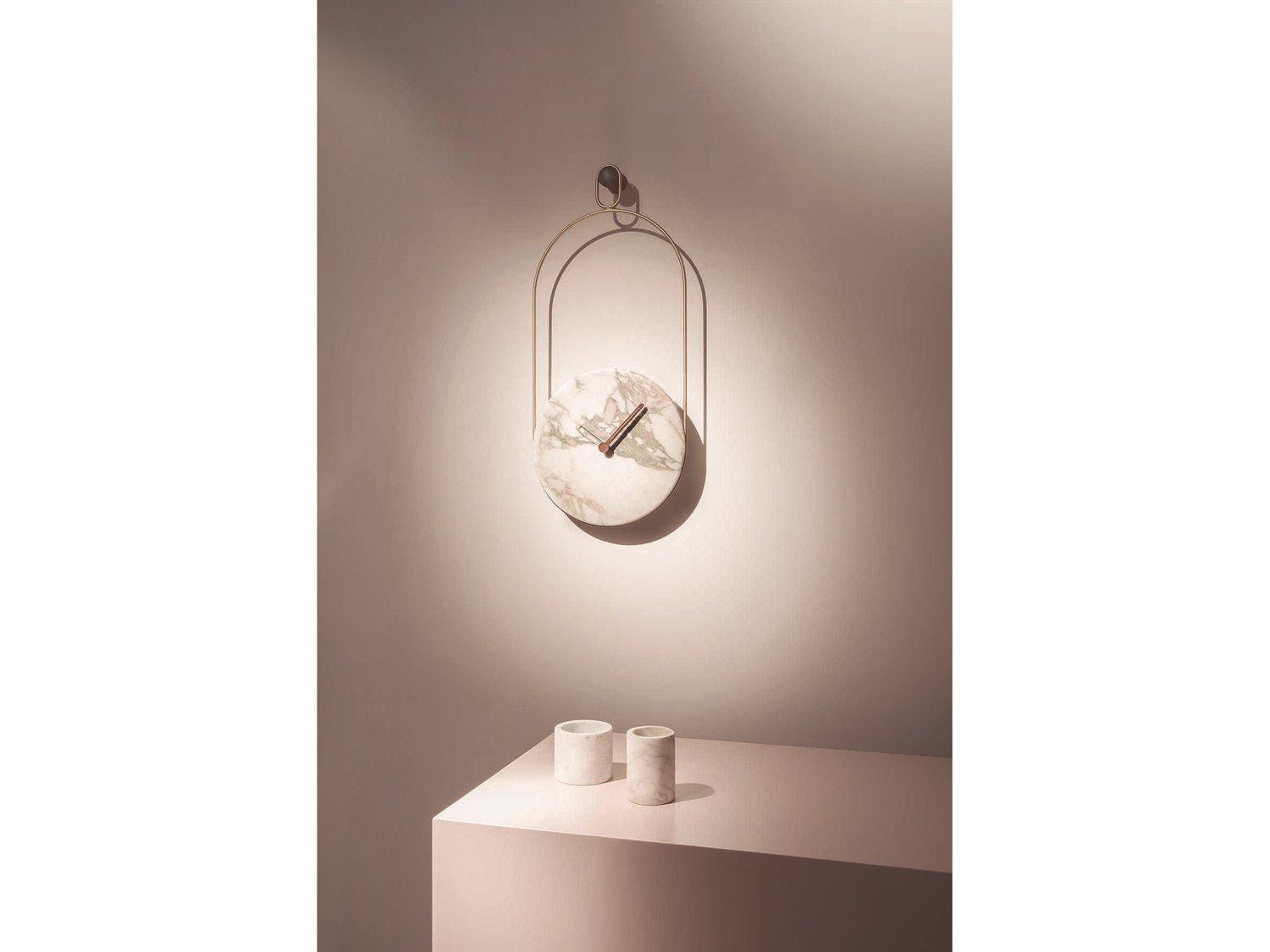 Nomon Eslabon Brass Calacatta Gold Marble Wall Clock