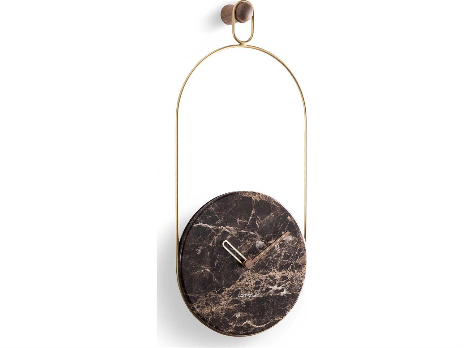 Nomon Eslabon Brass Emperador Marble Wall Clock