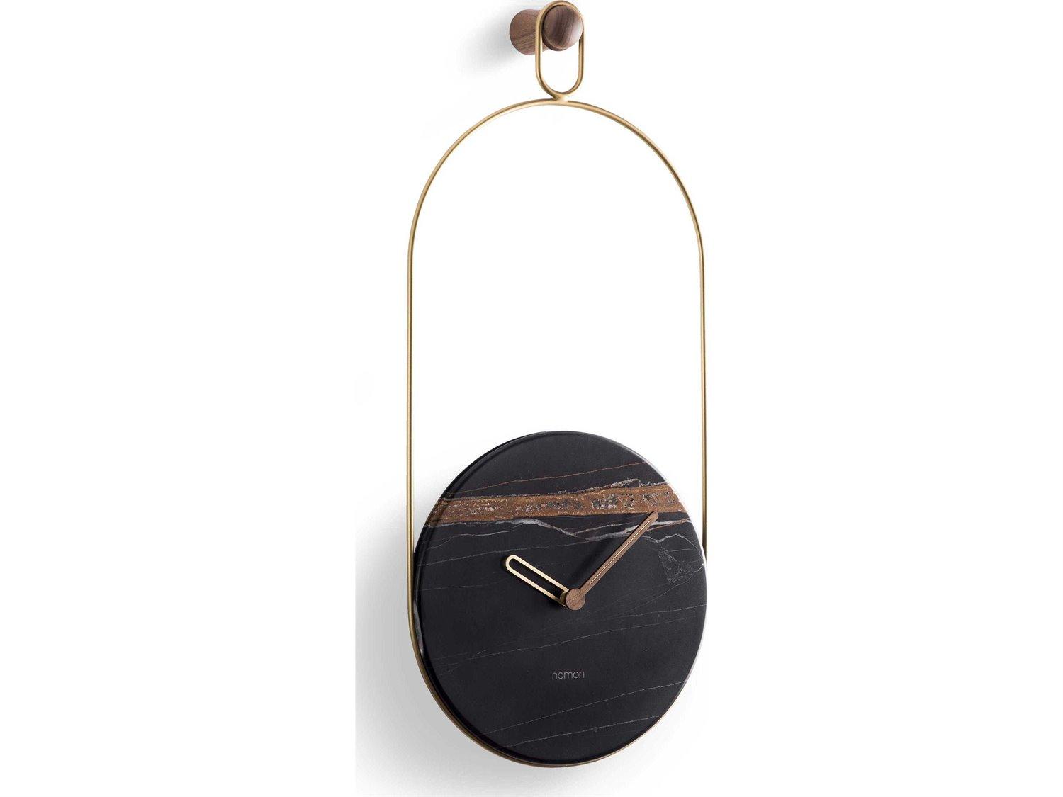 Nomon Eslabon Brass Sahara Noir Marble Wall Clock