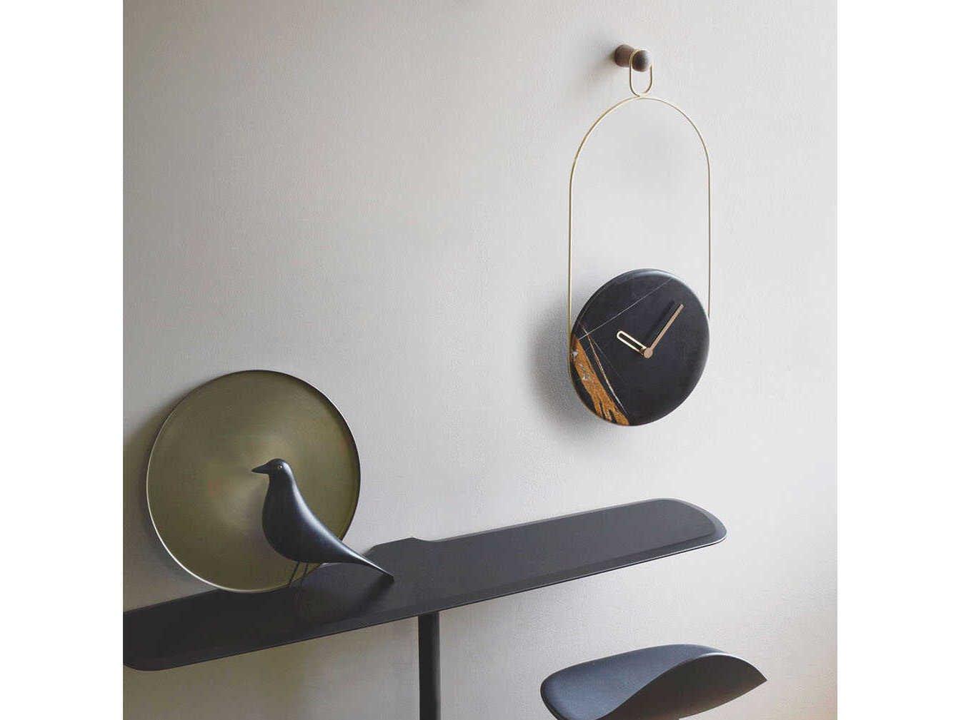 Nomon Eslabon Brass Sahara Noir Marble Wall Clock