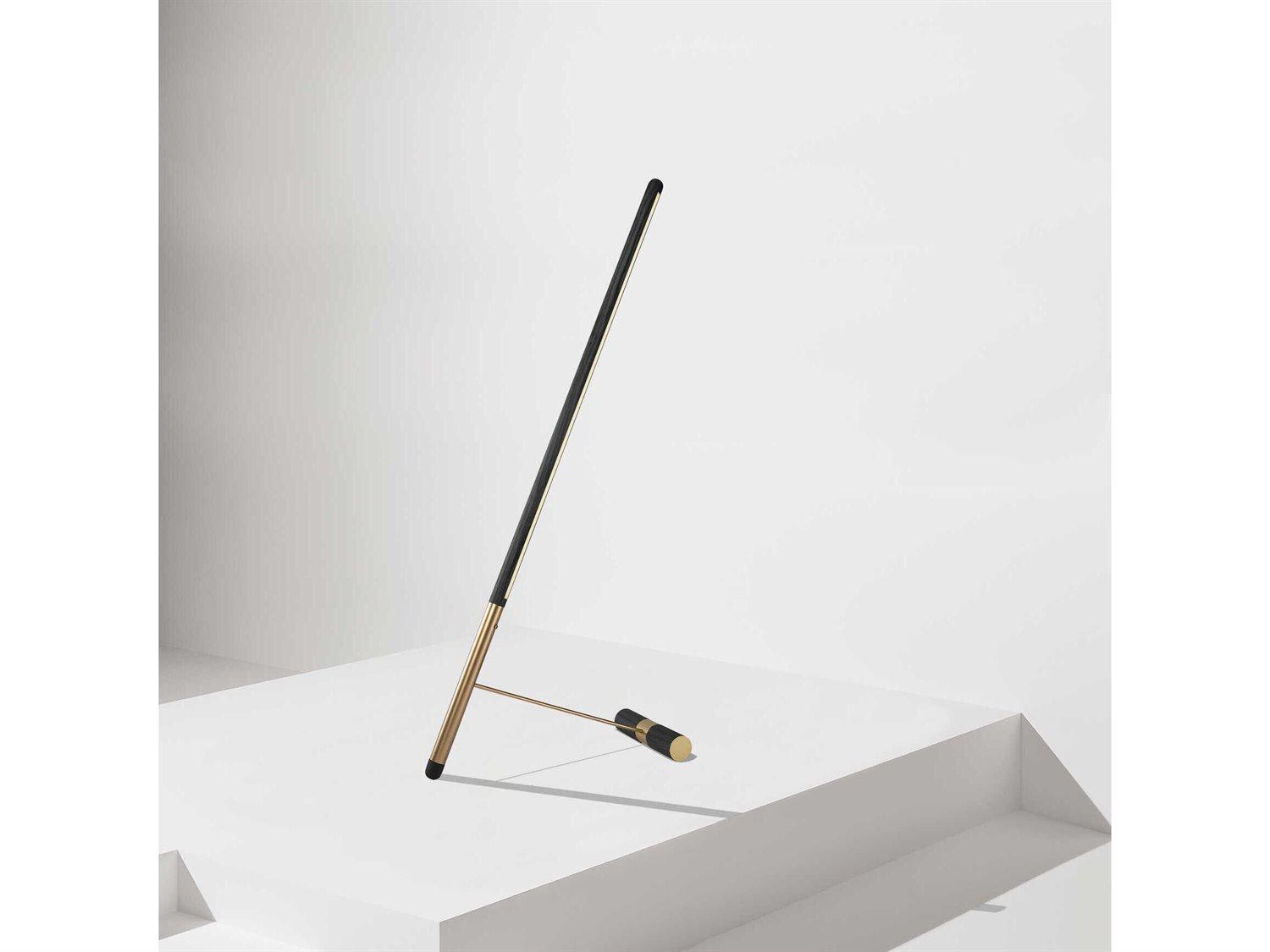 Nomon Linea Black Wood Brass Floor Lamp