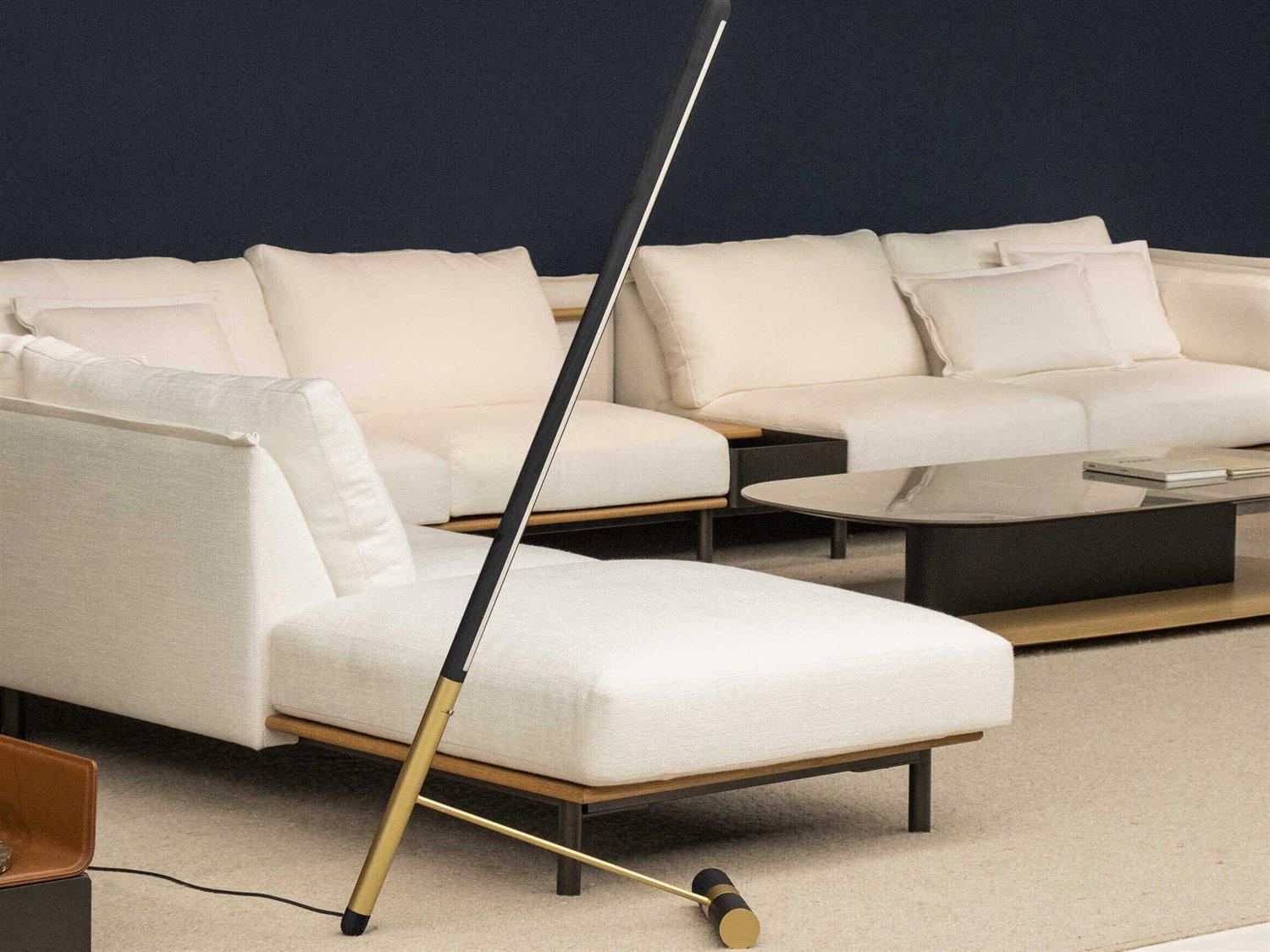 Nomon Linea Black Wood Brass Floor Lamp