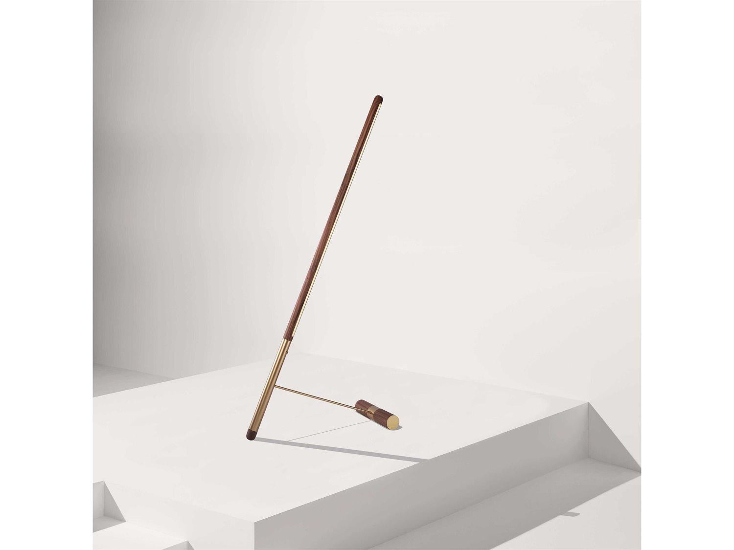 Nomon Linea Walnut Brass Brown Floor Lamp