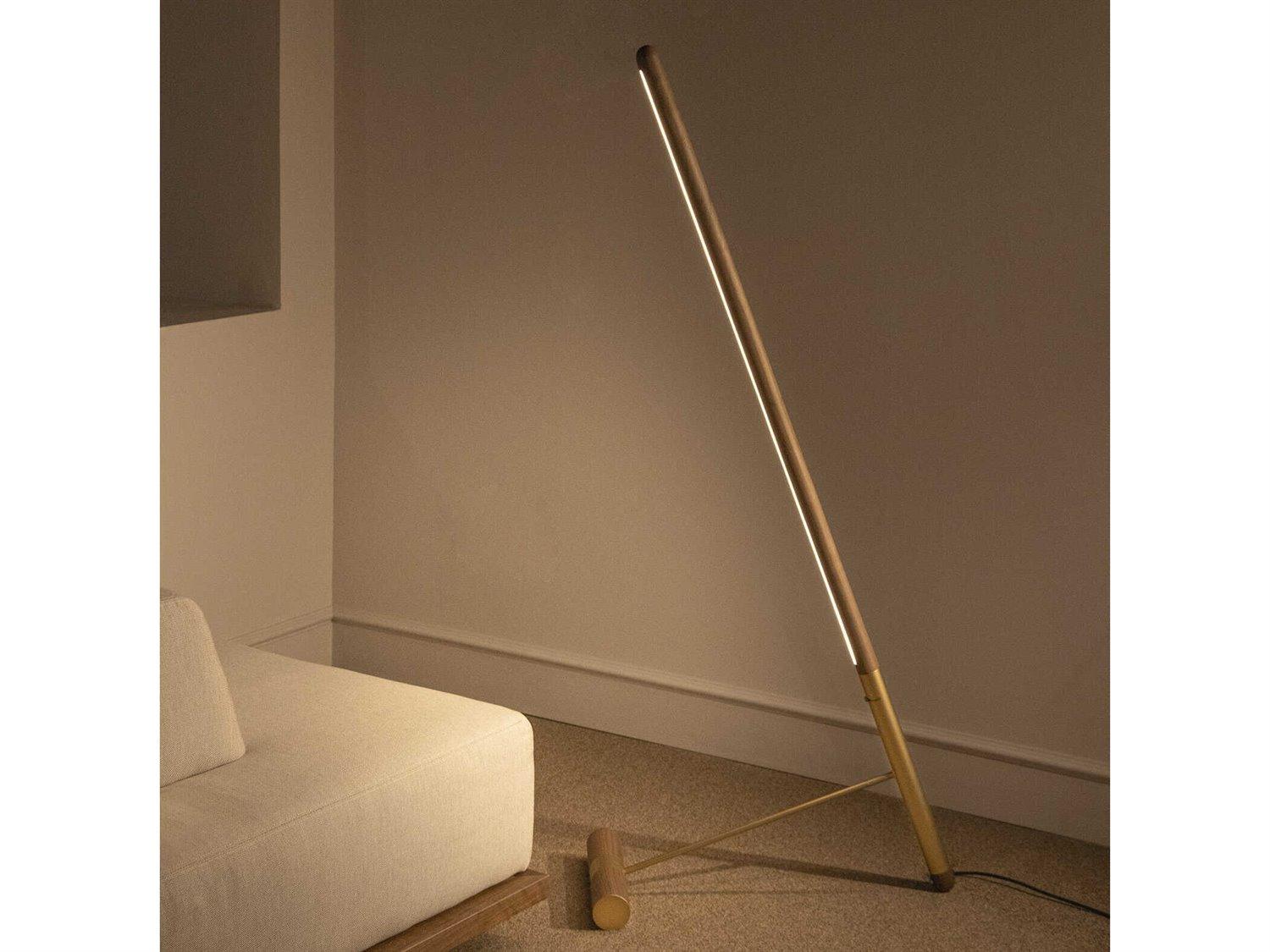 Nomon Linea Walnut Brass Brown Floor Lamp
