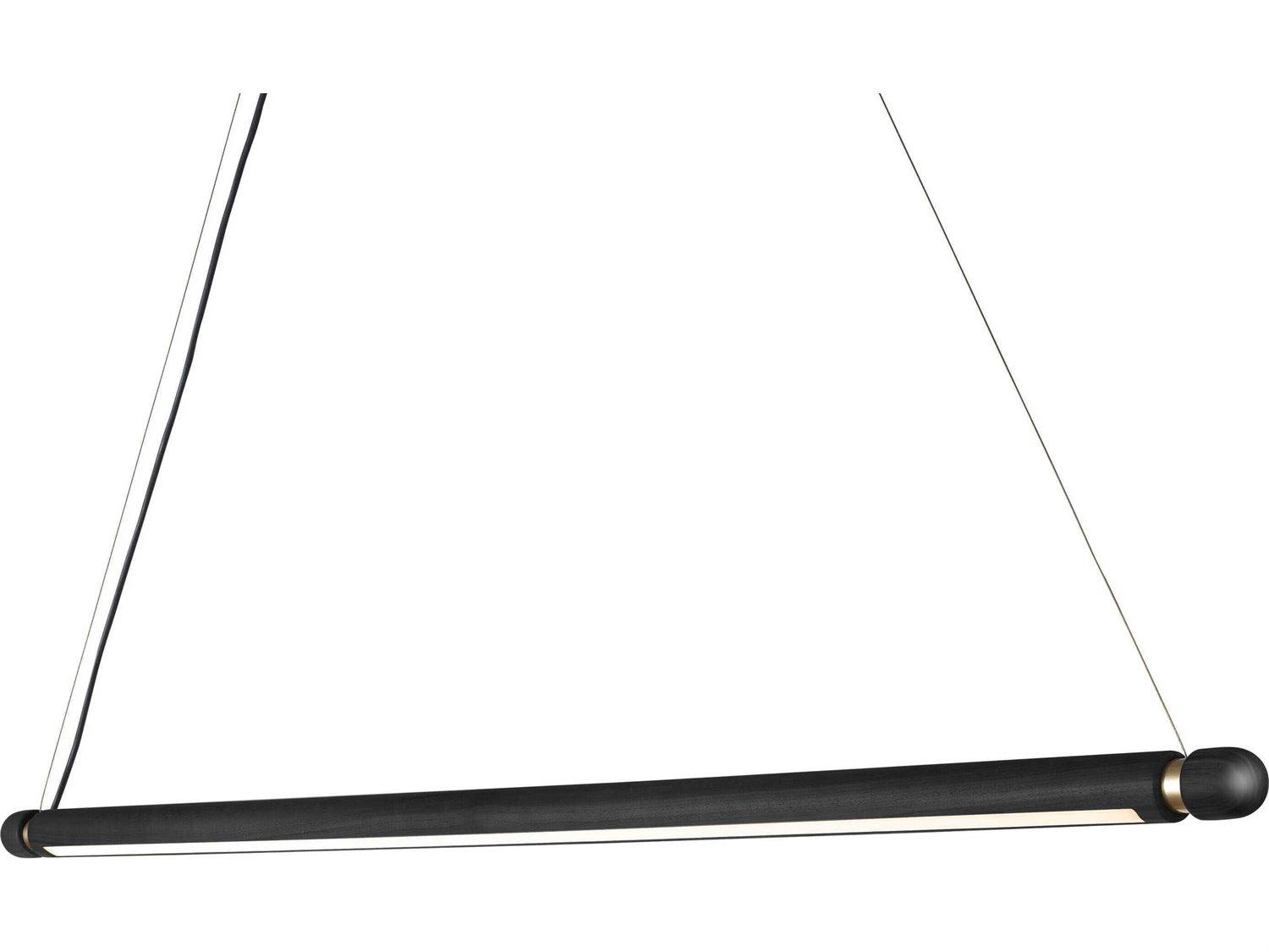 Nomon Linea 1-Light Black Wood Brass Linear Island Pendant