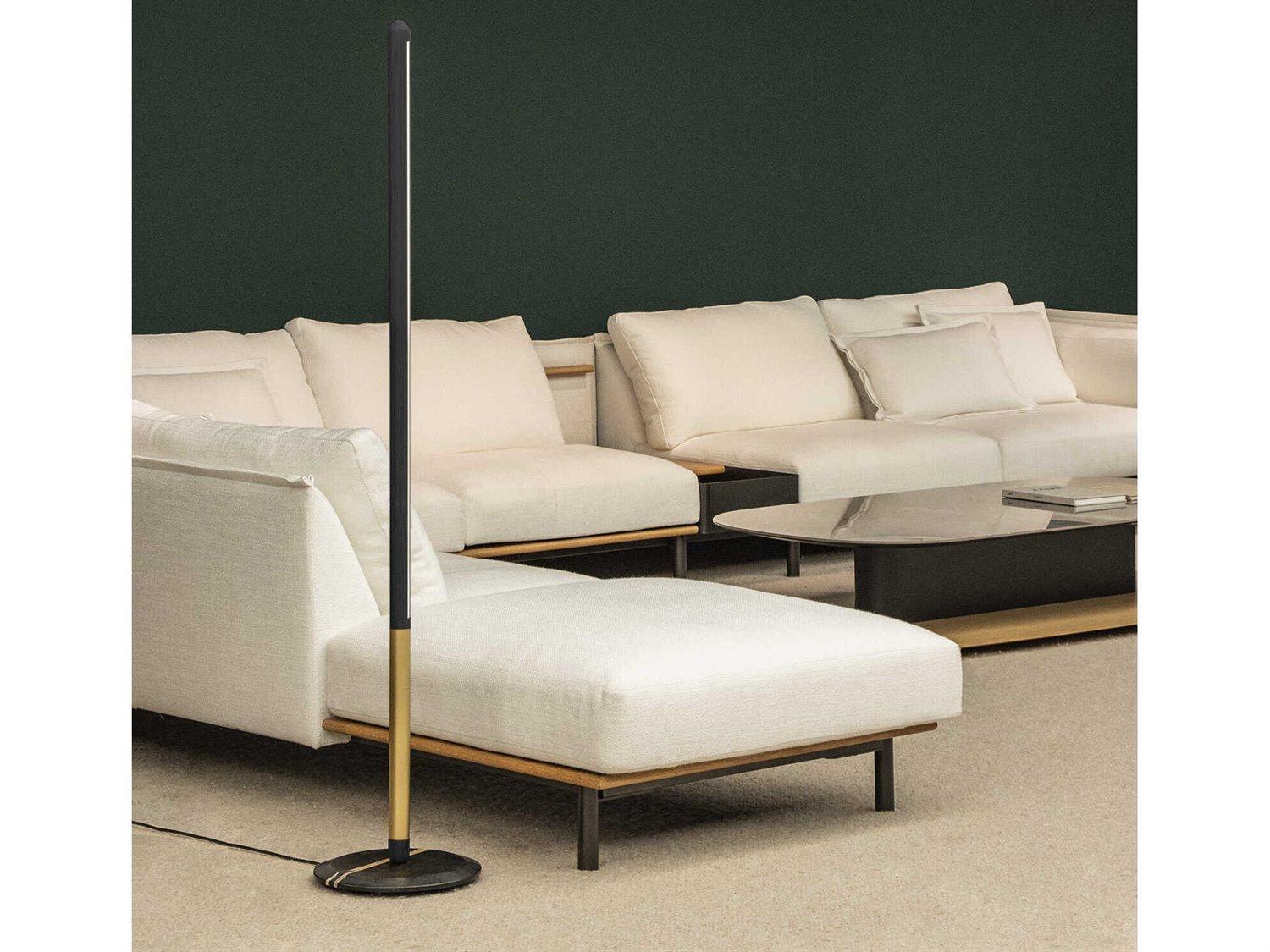 Nomon Linea Black Wood Brass Floor Lamp