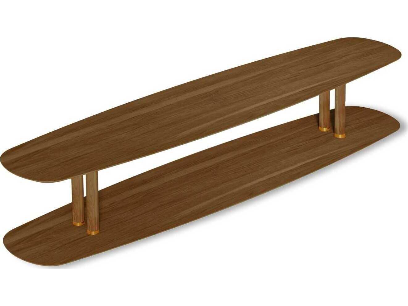Nomon Axis Oval Wood Walnut Brass Coffee Table