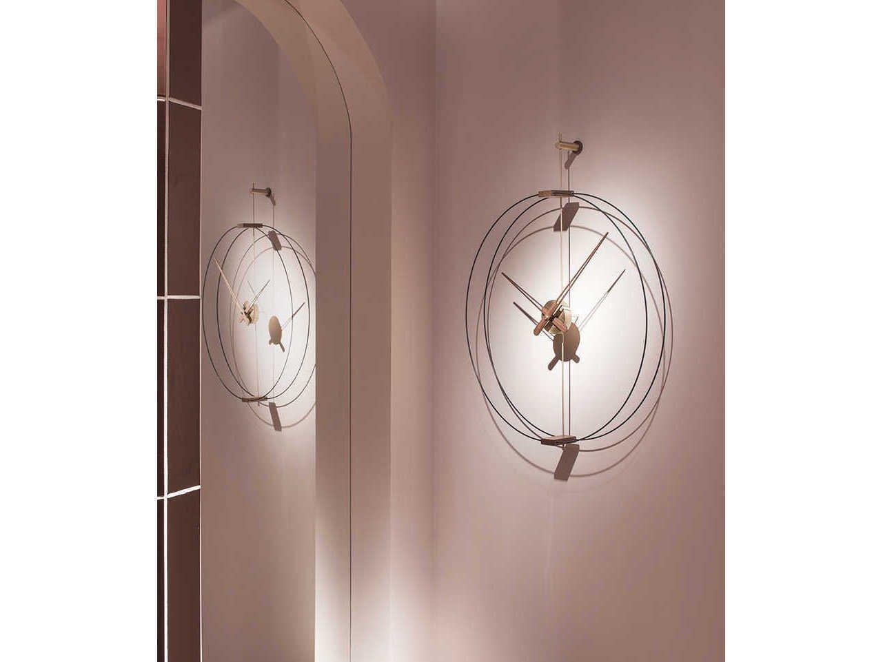 Nomon Mini Barcelona Black Walnut Polished Brass Wall Clock