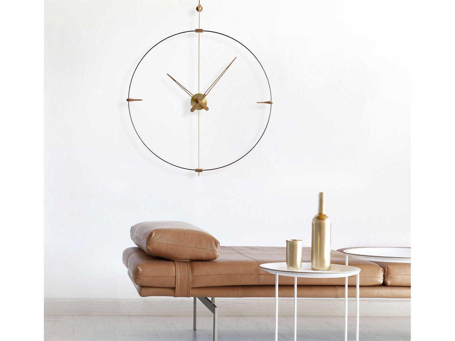 Nomon Mini Bilbao Black Walnut Polished Brass Wall Clock