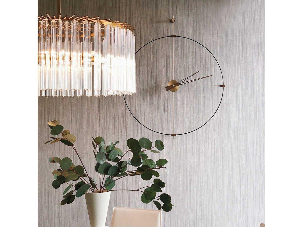 Nomon Mini Bilbao Black Walnut Polished Brass Wall Clock