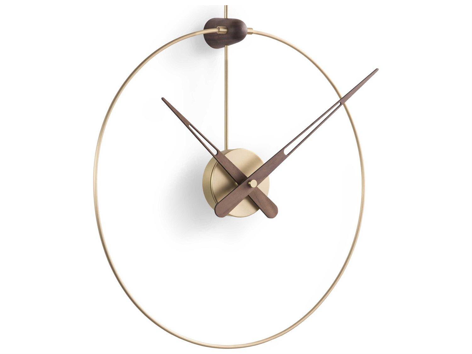 Nomon Micro Anda Polished Brass Walnut Wall Clock