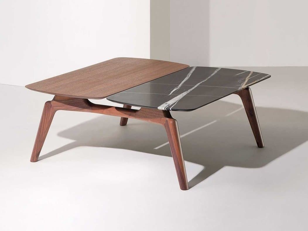 Nomon Mesa Rectangular Marble Walnut Coffee Table